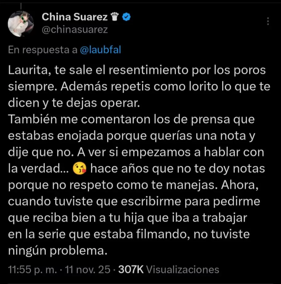 La respuesta de La China a Laura
