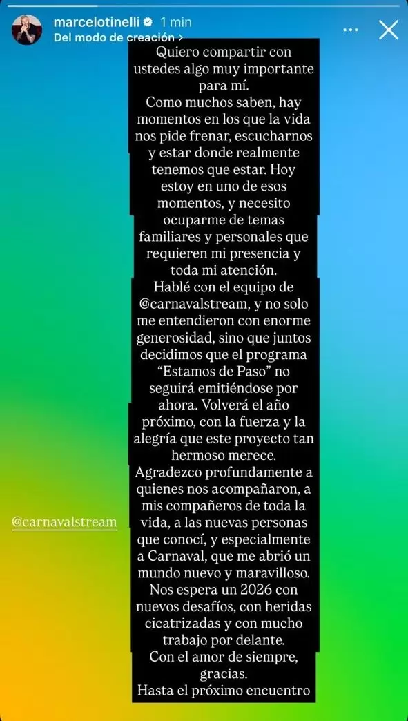 Marcelo Tinelli se despidió de Carnaval