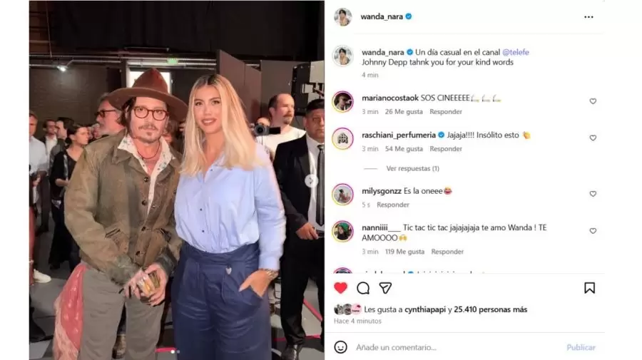Wanda Nara aprovech y consigui su foto con Johnny Depp