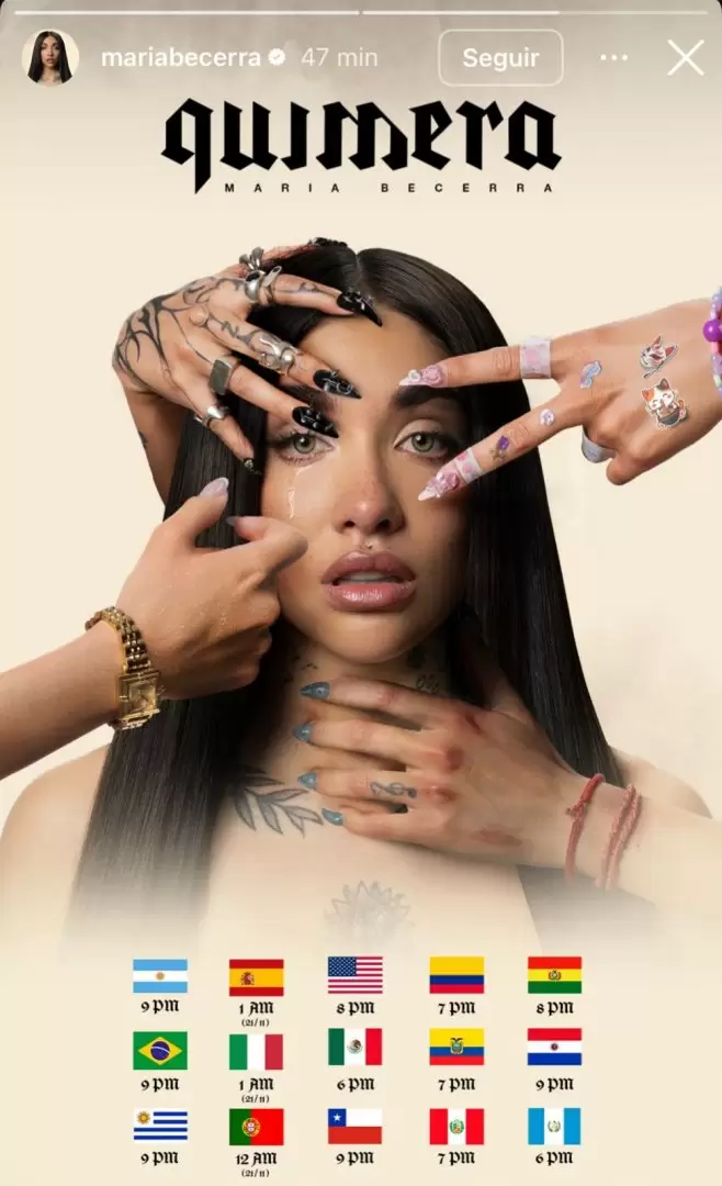 Este jueves 20 de noviembre, María Becerra lanza Quimera