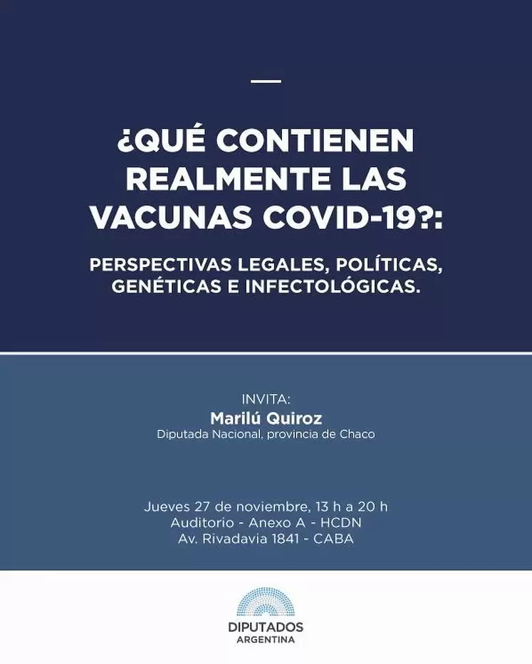 La convocatoria de la diputada nacional Marilú Quiroz para cuestionar la vacunación al Covid-19, que despertó el rechazo de la comunidad científica.