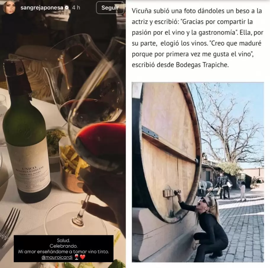 La China Suárez quiere instalar que Icardi le enseña a tomar vino, pero su pasado con Vicuña no le permite