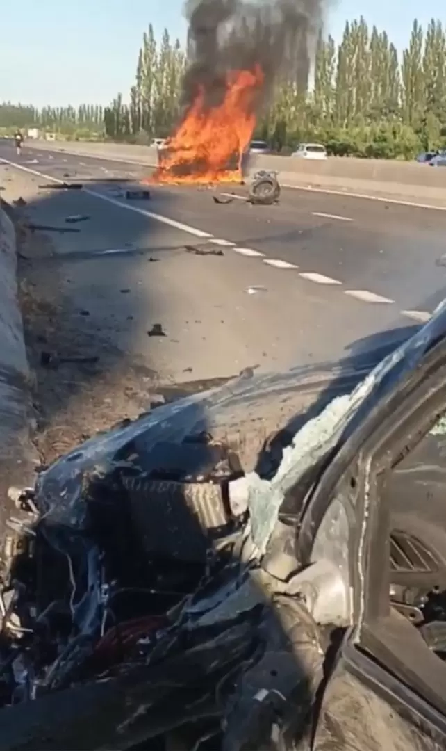 El auto familiar se prendió fuego por completo tras el choque