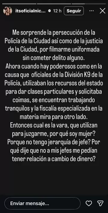 El posteo de la oficial