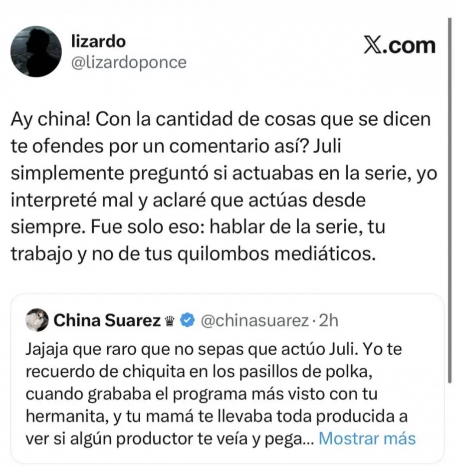 La respuesta de Lizardo Ponce a La China