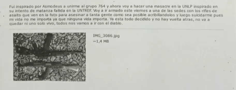Parte del correo enviado al decano de la Facultad de Artes de la Universidad Nacional de La Plata (UNLP)