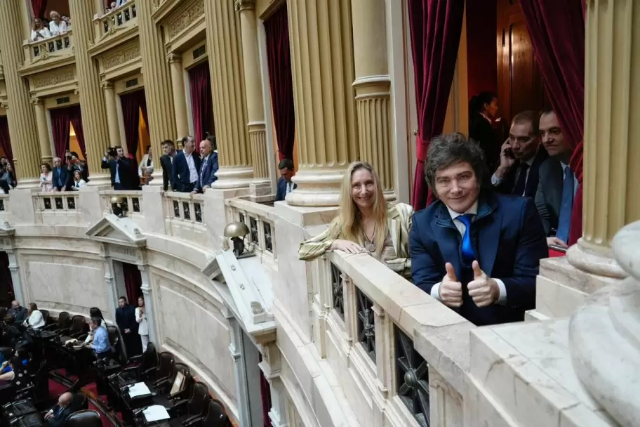 Milei y su hermana en la jura de Diputados