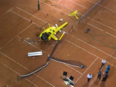 Un helicptero cay sobre las canchas de tenis