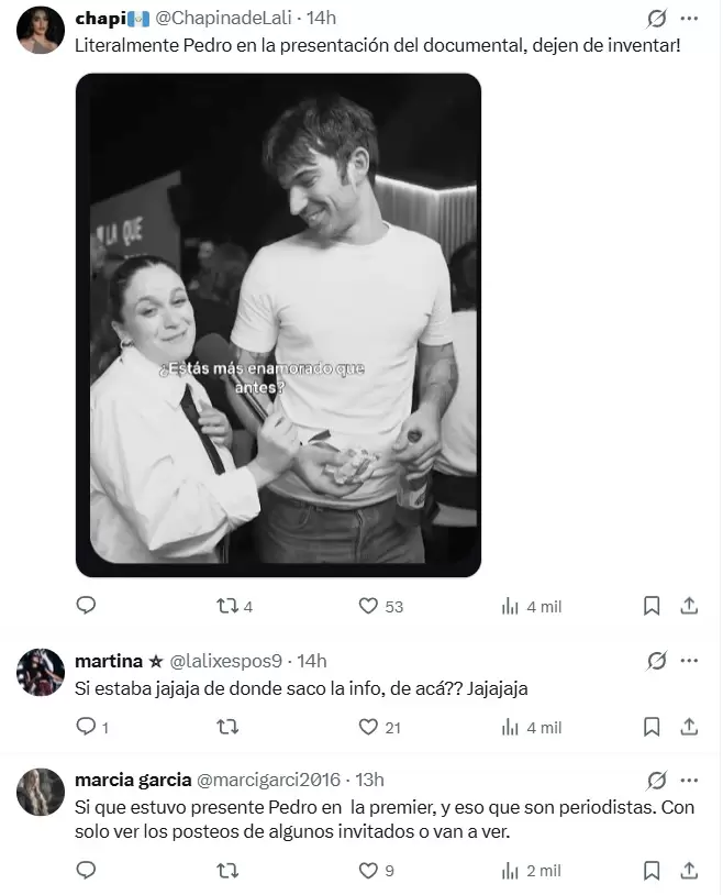 Las y los fanticos de Lali Espsito y Pedro Rosemblat salieron a cruzar las versiones de crisis en la pareja.