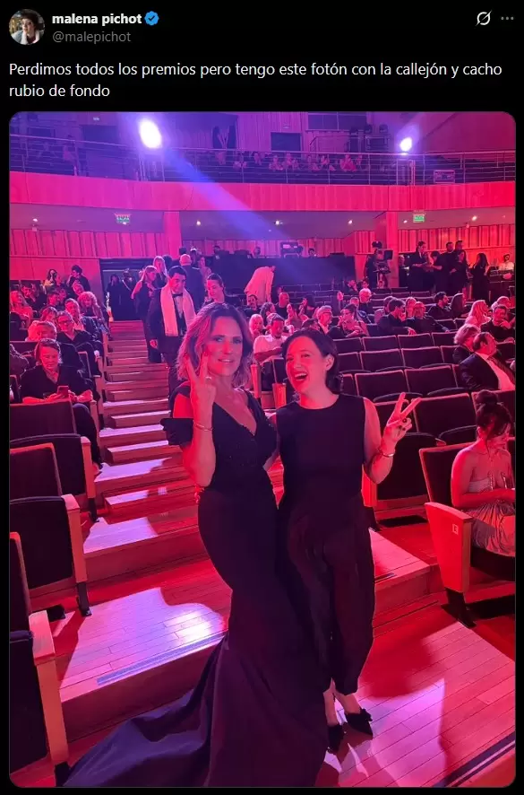 Malena Pichot brome� sobre los Mart�n Fierro que no se llev�, pero celebr� la foto con Mar�a Fernanda Callej�n.