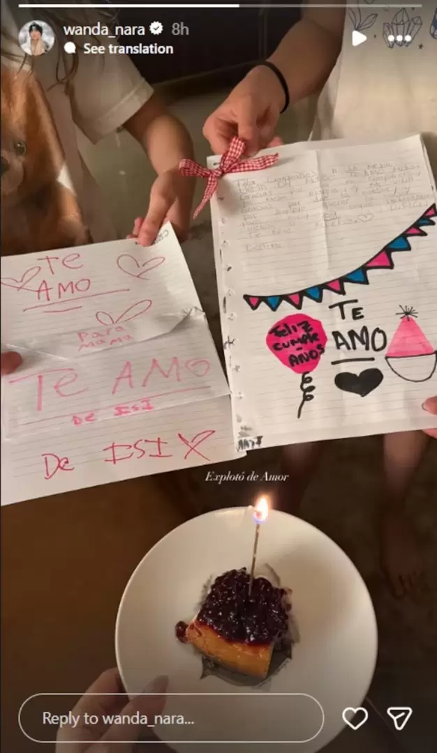Para Icardi que lo mira por Insatgram: Wanda Nara presumió las cartas de sus hijas en su cumpleaños 39