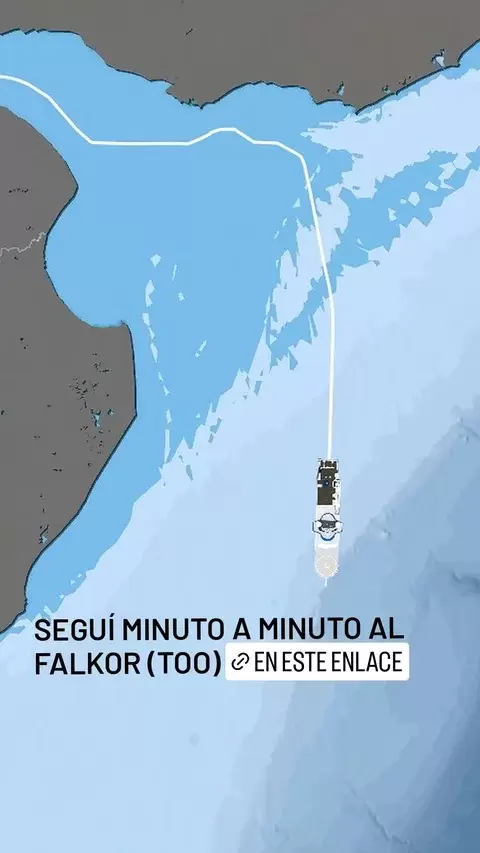 En redes sociales, el CONICET compartió la ubicación del buque R/V Falkor