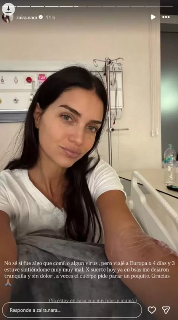 A Zaira Nara la internaron por gastroenteritis
