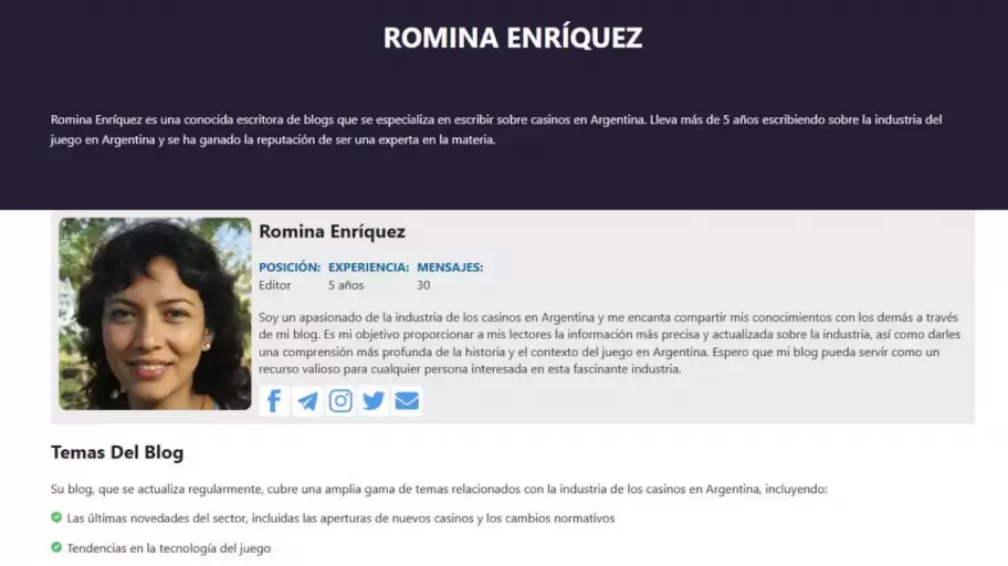 La mujer denunciada escribe en un blog de casinos