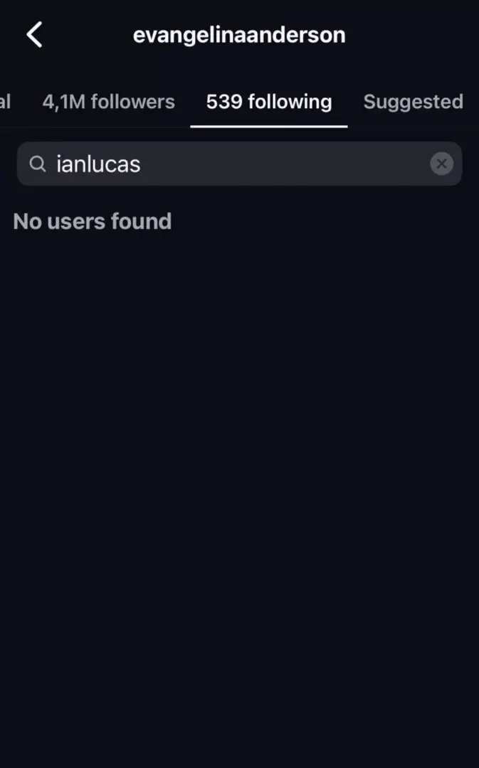 Evangelina Anderson dej� de seguir a Ian Lucas en Instagram