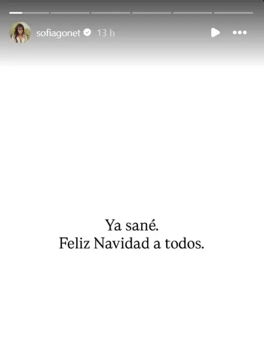El mensaje de Sofía "La Reini" Gonet para volver a las redes sociales.