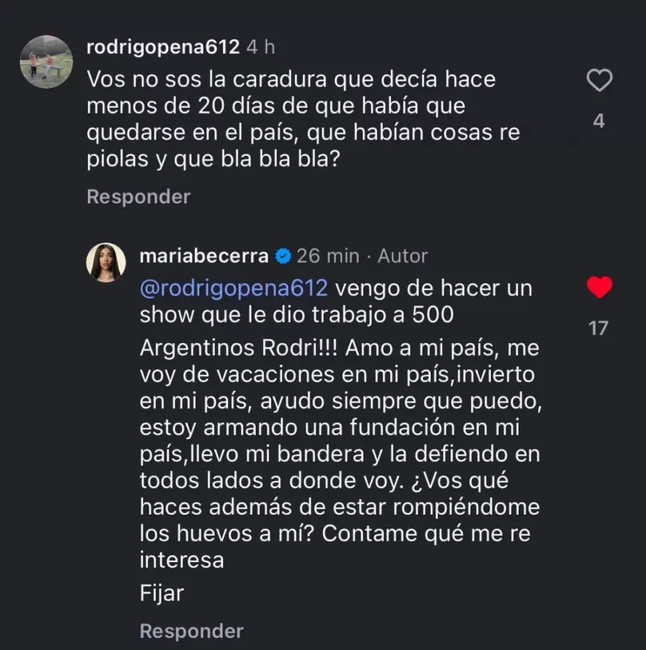 Mar�a Becerra se cans� del hate y respondi� con altura