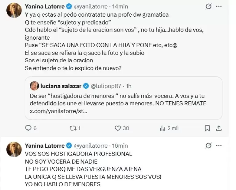 Violento cruce entre Yanina Latorre contra Luciana Salazar