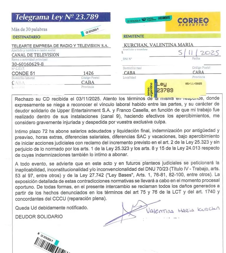 La r�plica de la trabajadora de Bendita Streaming