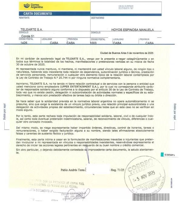 Desde Telearte negaron cualquier v�nculo