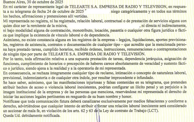 La respuesta de la empresa ante la denuncia de Kurchan
