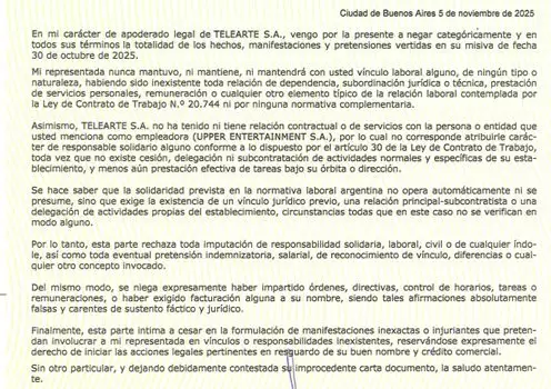 Desde Telearte negaron cualquier vínculo