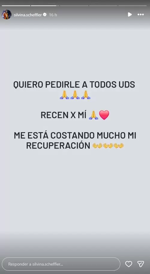 Preocupaci�n por la salud de Silvina Scheffler