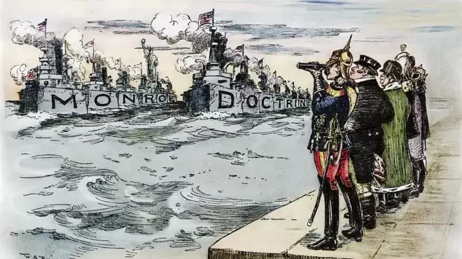 La idea central de la Doctrina de Monroe es: ninguna potencia europea debía intervenir en los asuntos políticos de los países del continente americano