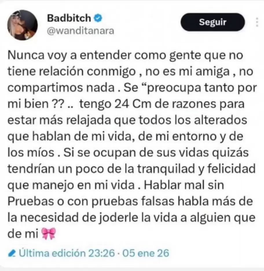 El descargo de Wanda Nara, que borr� a los minutos