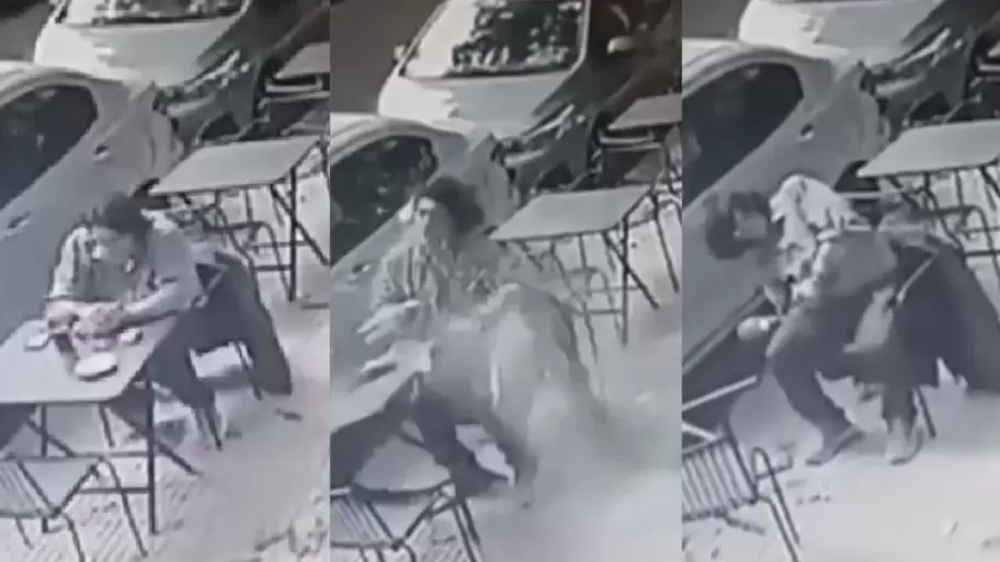 El momento exacto de la caída del vidrio