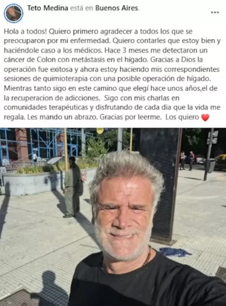 El posteo de "Teto" Medina