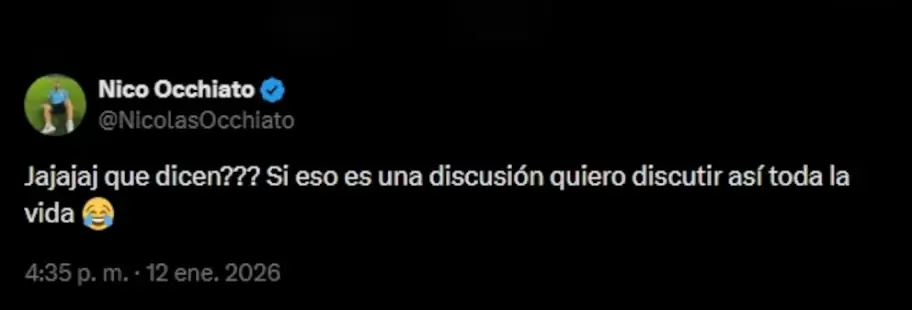 Nico Occhiato desminti� una discusi�n por celos con Flor Jazm�n Pe�a