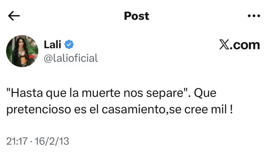 En 2013, Lali Esp�sito cuestionaba los principios del matrimonio