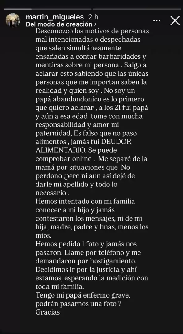 El descargo de Mart�n Migueles