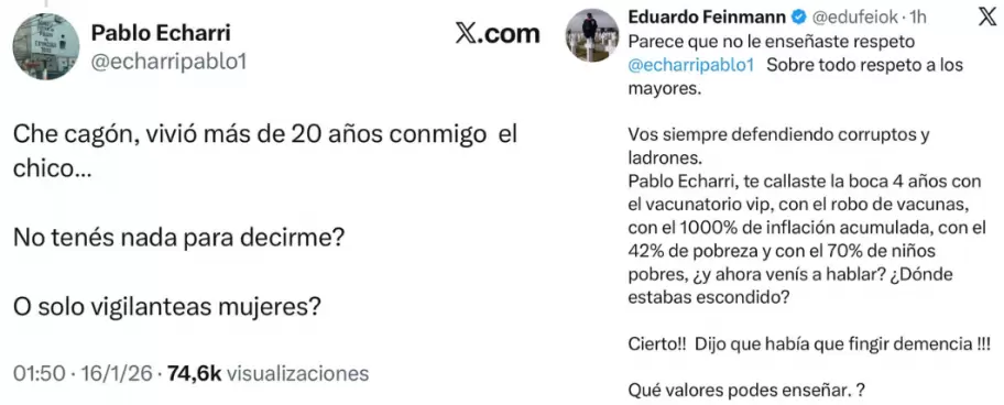 Fuerte cruce entre Feinmann y Echarri por el hijo de Nancy Dupl�a
