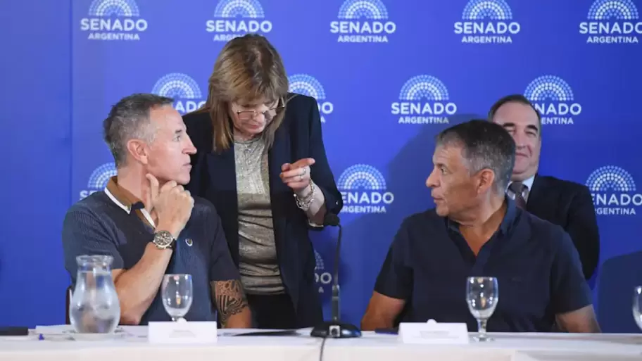 Patricia Bullrich, con Jorge Sola y Octavio Arg�ello en el Senado