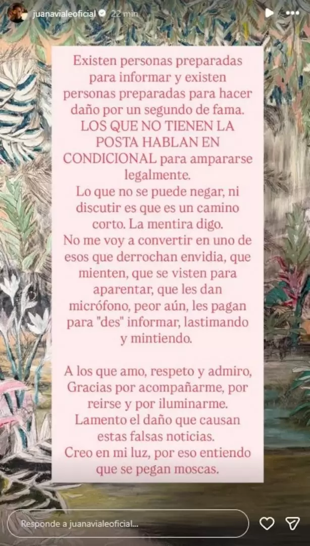 Uno de los descargos de Juana Viale