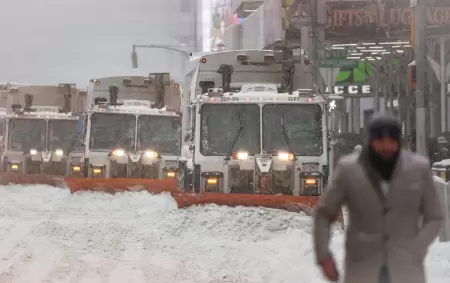 Las barredoras cumplen un papel fundamental para correr la nieve, despu�s de un registro de m�s de 20 cent�metros en unas pocas horas.