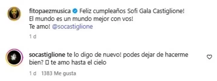 Sofía Gala y Fito Páez, entre flores, música y "te amo"