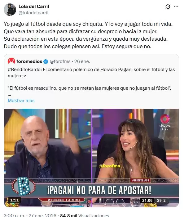 Lola del Carril, dur�sima con Pagani