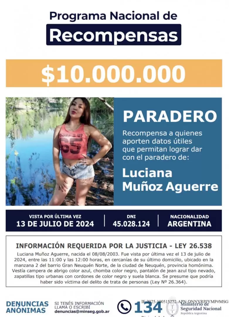Luciana Muñoz desapareció en julio de 2024