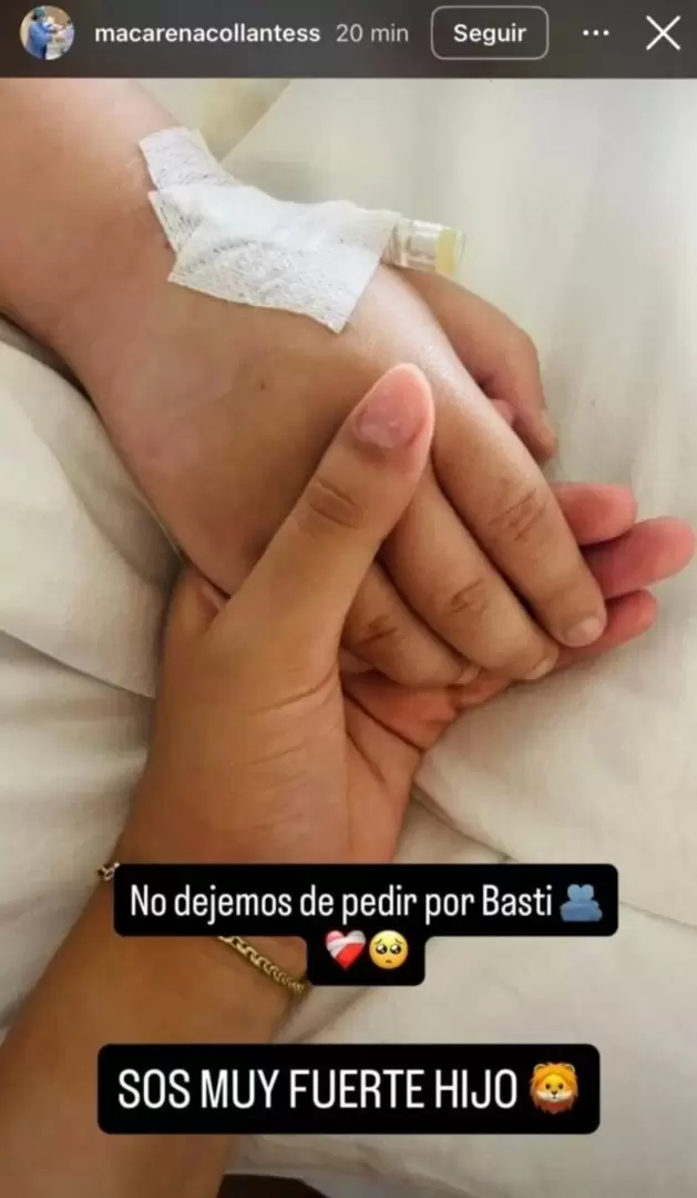 La mam� de Basti�n poste� una imagen de �l en el hospital