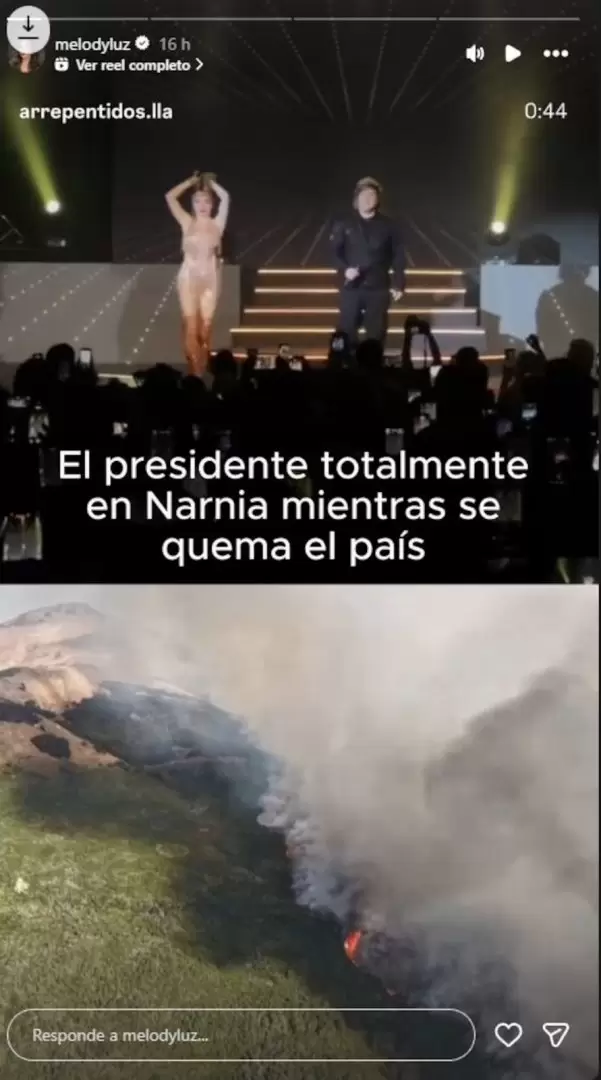 Melody Luz contra Javier Milei, visibiliz� los incendios de la Patagonia