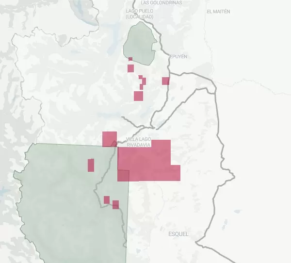 Zonas afectadas por los incendios en la Patagonia