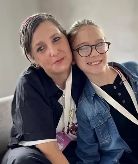 Marlene Spesso e Ian Moche en una charla.