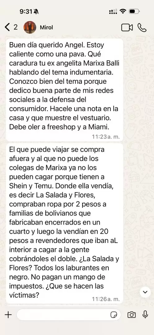 Los mensajes de Esteban Mirol que comparti� �ngel de Brito