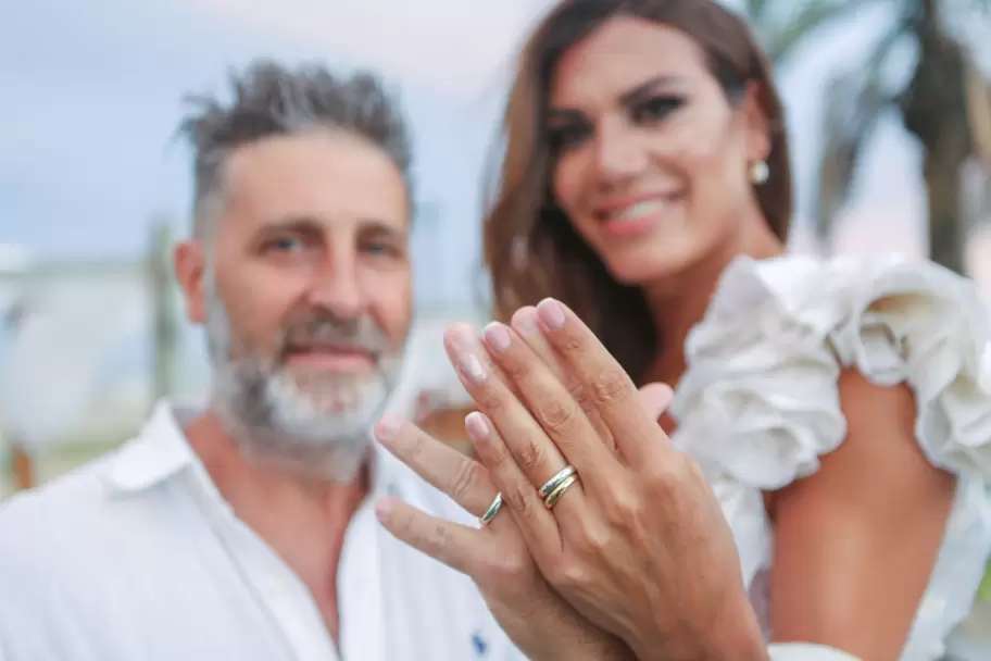 Flor de la V y Pablo Goycochea cuando renovaron sus votos