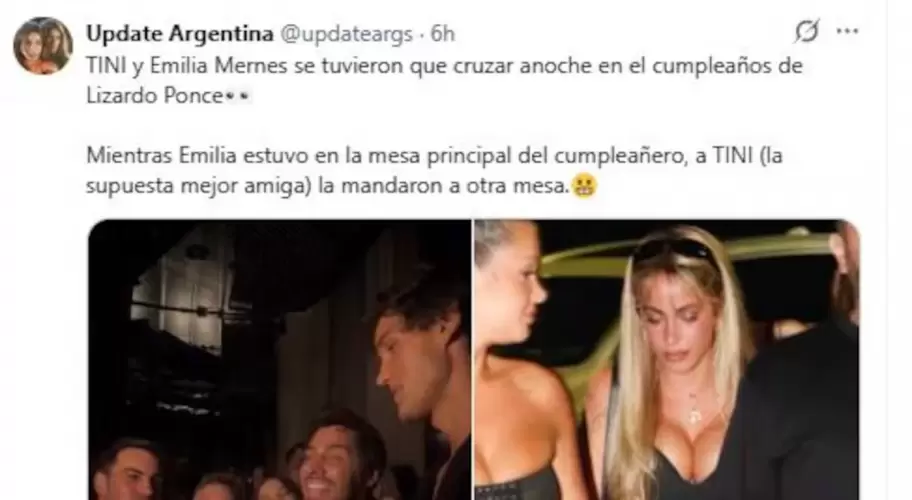 Emilia Mernes y Tini Stoessel dijeron presente en el cumplea�os de Lizardo Ponce pero no se quisieron ni saludar