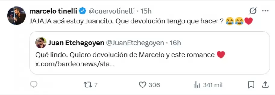 La reacci�n de Marcelo Tinelli al nuevo romance de Juanita y Tom�s Mazza