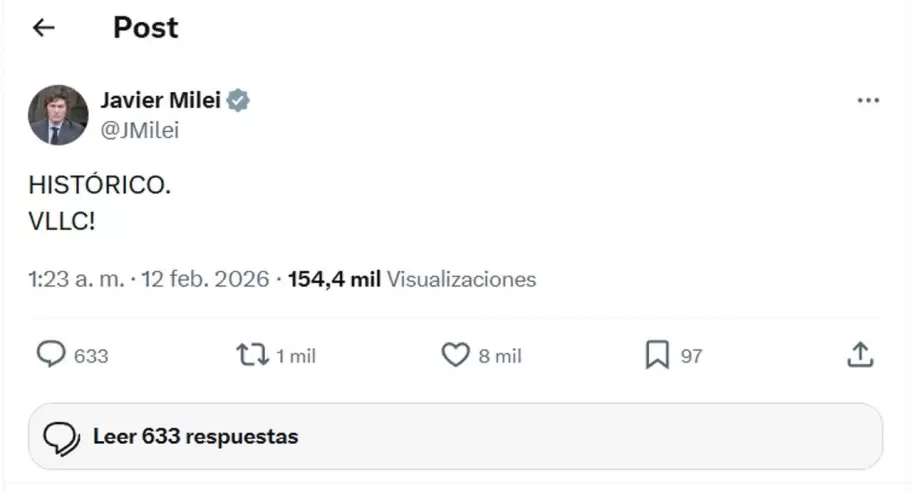 La reacci�n de Javier Milei